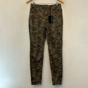 Needle & Cloth leaf pattern army green skinny ankle pants Size 6 New